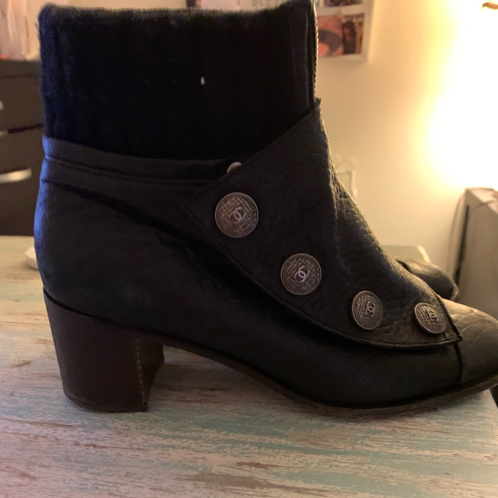 Vintage black Chanel boots.